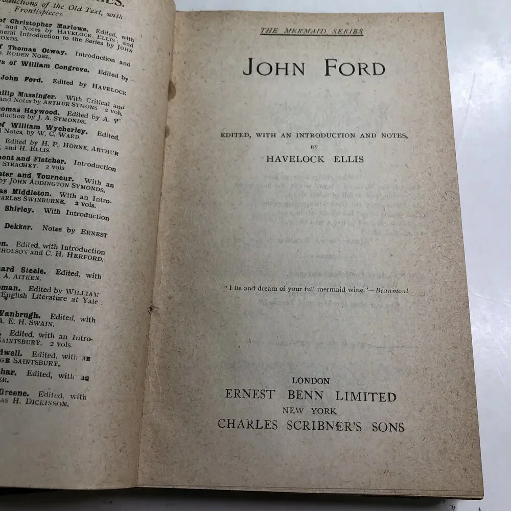 The Mermaid Series John Ford ca1900 HC Edited Havelock Ellis Front Cover Damage